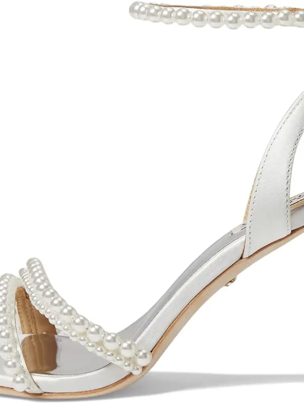 NWT Badgley Mischka Fiesty 🤍white pearl satin heel size 7 - Picture 4 of 8